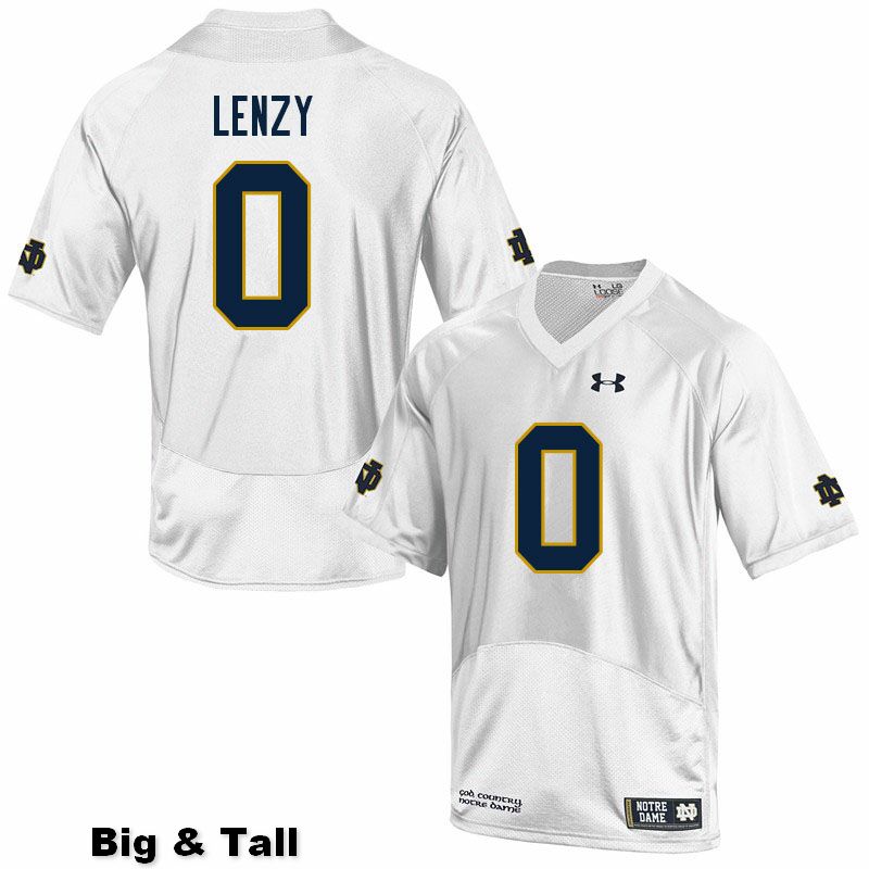 Men's NCAA Notre Dame Fighting Irish #0 Braden Lenzy Stitched College Under Armour Authentic White Big & Tall Football Jersey MW10A75EE